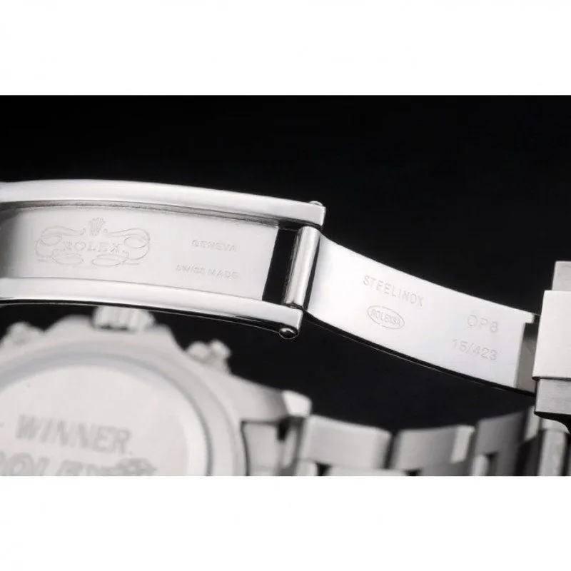 Rolex Daytona Cosmograph Rainbow Crystals Bezel Stainless Steep Strap Black Dial 80250 - Image 7