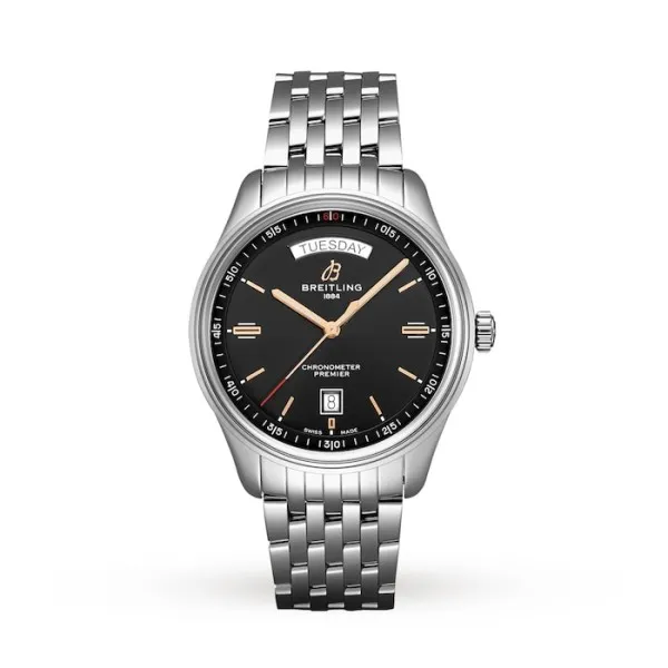 Breitling Premier Men Automatic Black Stainless Steel Watch A45340241B1A1