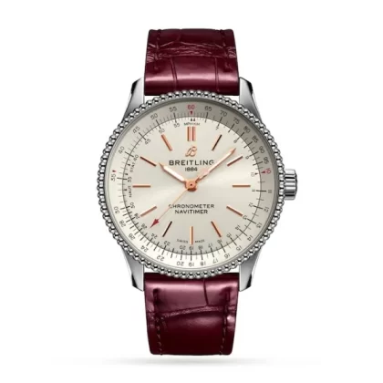 Breitling Navitimer Women Automatic Silver Crocodile Watch A17395F41G1P1