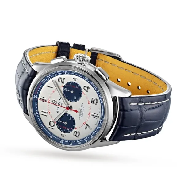 Breitling Premier Men Automatic Silver Crocodile Watch AB0118A71G1P1 - Image 3