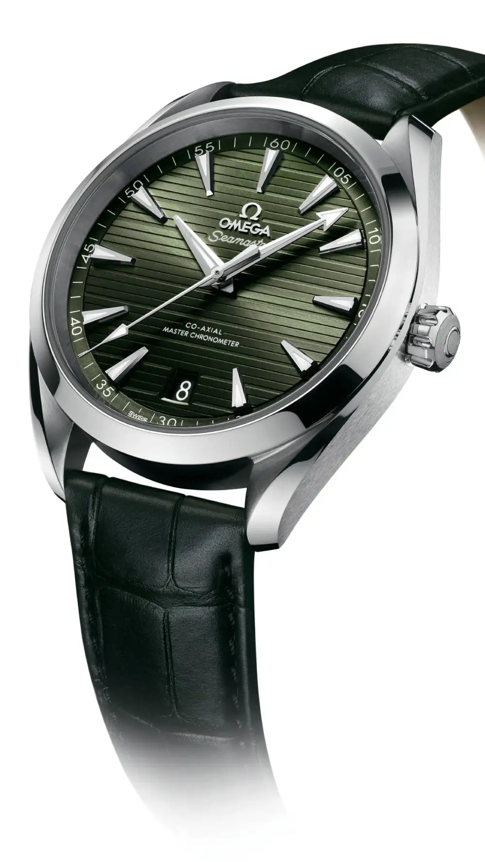 Omega Seamaster Aqua Terra Men Automatic Green Leather Watch O22013412110001 - Image 2