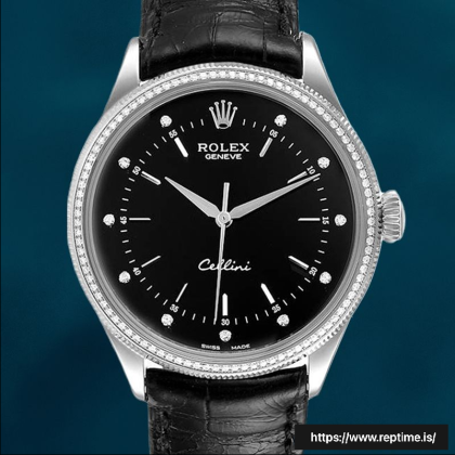 Rolex Cellini 39mm Men’s m50609rbr-0007 Diamond Bezels Silver-tone