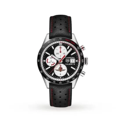 TAG Heuer Carrera Men Automatic Black Leather Watch CV201AS.FC6429