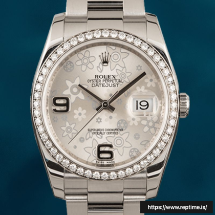 Rolex Datejust 36mm Men’s 116244SFAO Silver Floral Dial Diamond Bezel