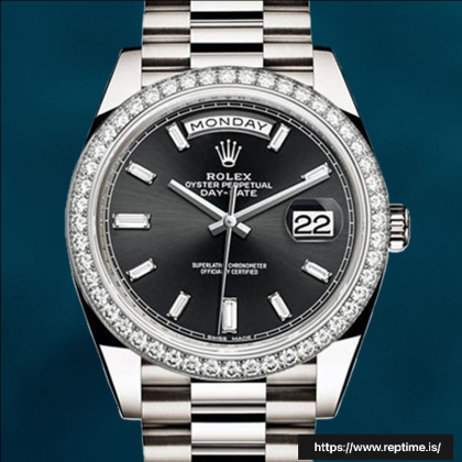 Rolex Day-Date 228349BKDP 40mm Men’s Black Dial Diamond Bezel