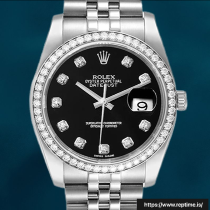 Rolex Datejust 116244BKDJ Men’s 36mm Diamond Bezel Silver-tone