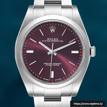 Rolex Oyster Perpetual 41mm m114300-0002 Unisex Silver-tone Red Grape Dial Swiss Replica Wacthes