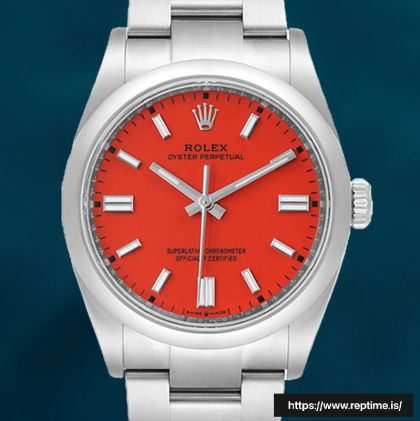 Rolex Oyster Perpetual Unisex m126000-0007 36mm Coral Red Dial Watch