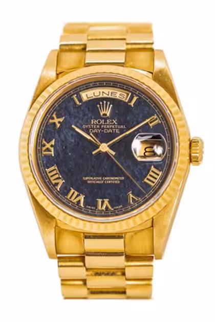 ROLEX DAY-DATE Ref-18238 AVENTURIN Stone Dial 18k Yellow Gold Papers BJ-1992 Unpolished