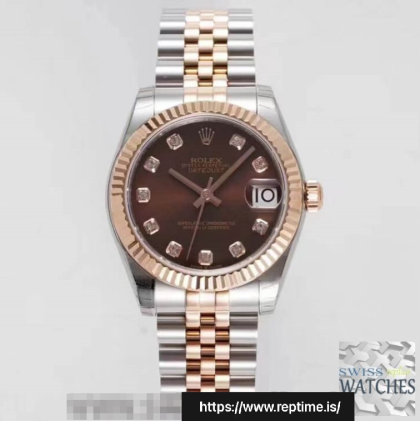 ROLEX DATEJUST BROWN DIAL STAINLESS STEEL 31MM SWISS REPLICA m278271.0028