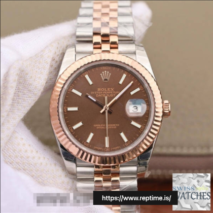 ROLEX DATEJUST BROWN DIAL STAINLESS STEEL 41MM SWISS REPLICA m126331.0002