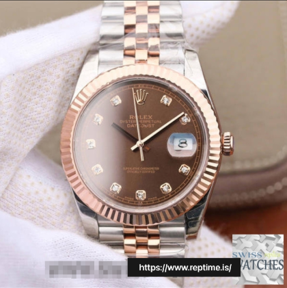 ROLEX DATEJUST BROWN DIAL STAINLESS STEEL 41MM SWISS REPLICA m126331.0004