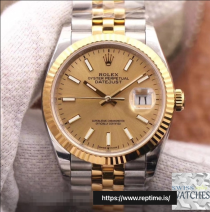 ROLEX DATEJUST CHAMPAGNE DIAL STAINLESS STEEL 36MM SWISS REPLICA m126233.0015