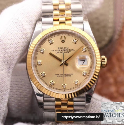 ROLEX DATEJUST CHAMPAGNE DIAL STAINLESS STEEL 36MM SWISS REPLICA m126233.0017
