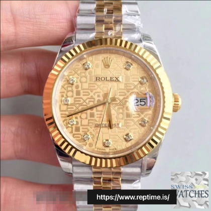 ROLEX DATEJUST GOLD DIAL 18K YELLOW GOLD 41MM SWISS REPLICA 126333.0003