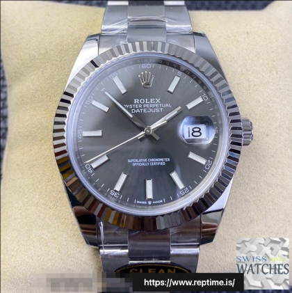 ROLEX DATEJUST GRAY DIAL SAPPHIRE CRYSTAL 41MM SWISS REPLICA m126334.0013