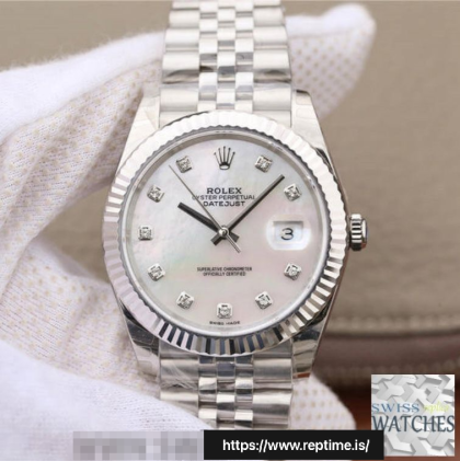 ROLEX DATEJUST PEARL DIAL SAPPHIRE CRYSTAL 41MM SWISS REPLICA m126334.0020