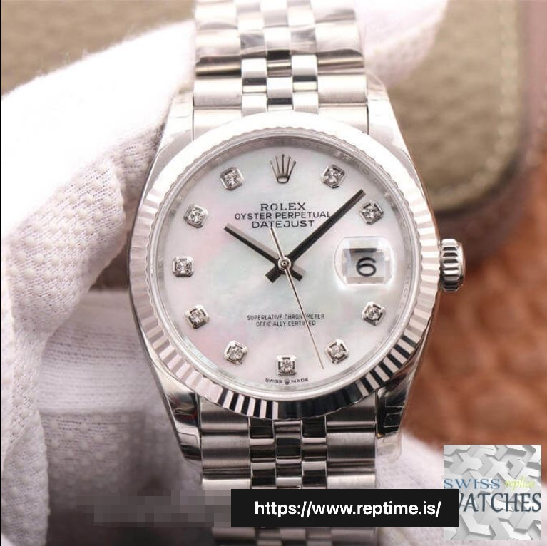 ROLEX DATEJUST PEARL DIAL STAINLESS STEEL 36MM SWISS REPLICA m126234.0019