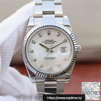 ROLEX DATEJUST PEARL DIAL STAINLESS STEEL 41MM SWISS REPLICA m126334.0019