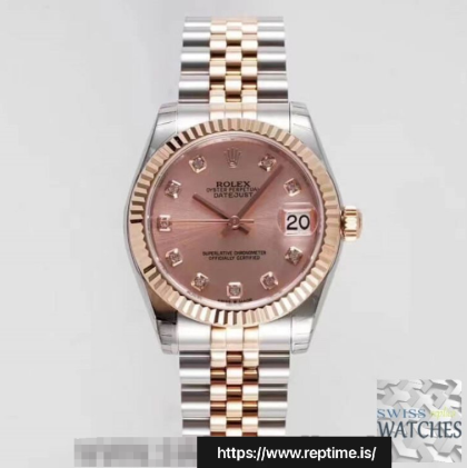 ROLEX DATEJUST PINK DIAL STAINLESS STEEL 31MM SWISS REPLICA m278271.0024