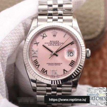 ROLEX DATEJUST PINK DIAL STAINLESS STEEL 36MM SWISS REPLICA m126234.0031