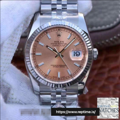 ROLEX DATEJUST ROSE DIAL SCRATCH PROOF 36MM SWISS REPLICA 116234-0090