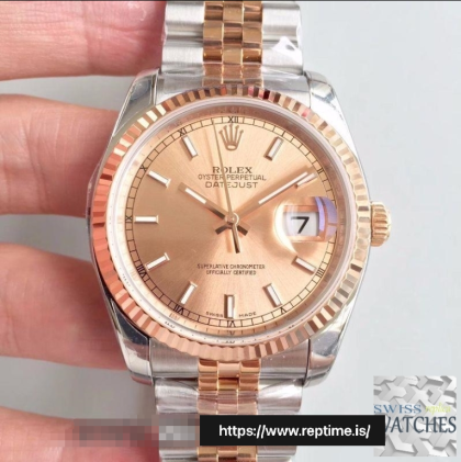 ROLEX DATEJUST ROSE DIAL STAINLESS STEEL 36MM SWISS REPLICA 116234.25