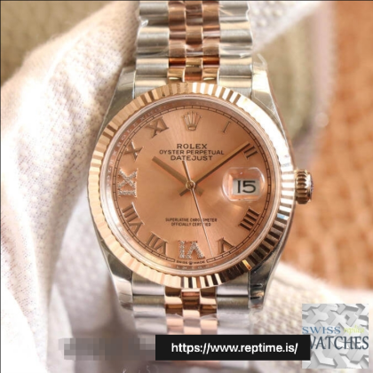 ROLEX DATEJUST ROSE DIAL STAINLESS STEEL 36MM SWISS REPLICA m126231.0027