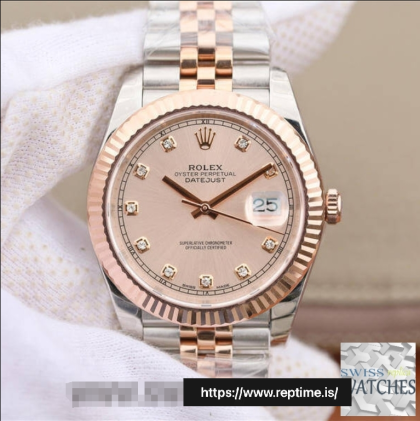 ROLEX DATEJUST ROSE DIAL STAINLESS STEEL 41MM SWISS REPLICA m126331.0008