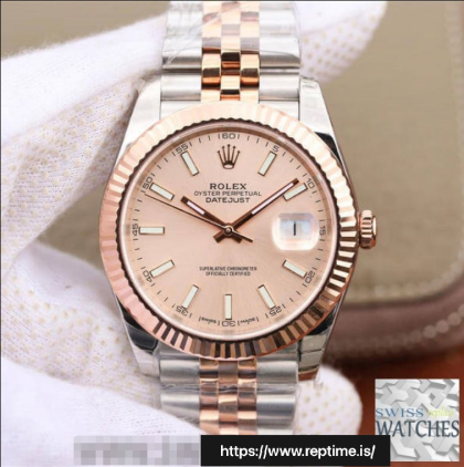 ROLEX DATEJUST ROSE DIAL STAINLESS STEEL 41MM SWISS REPLICA m126331.0010