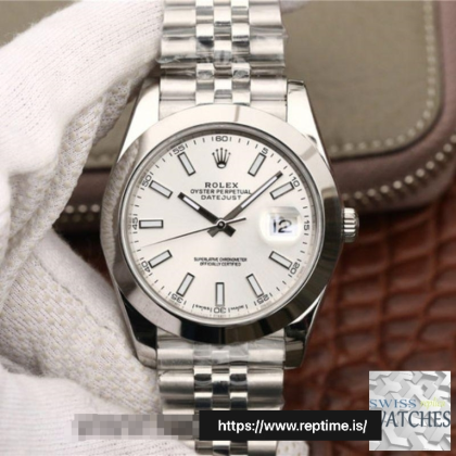 ROLEX DATEJUST SILVER DIAL STAINLESS STEEL 41MM SWISS REPLICA 116200.22