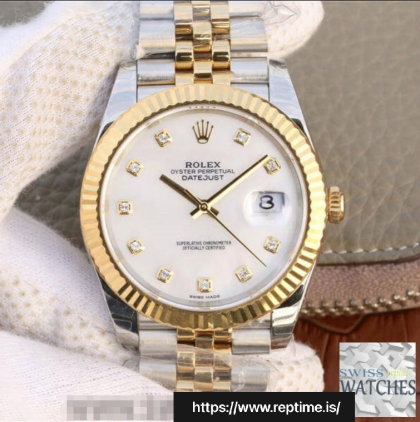 ROLEX DATEJUST WHITE DIAL SAPPHIRE CRYSTAL 41MM SWISS REPLICA m126333.0018