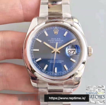 ROLEX DATEJUST II BLUE DIAL STAINLESS STEEL 36MM SWISS REPLICA 116200.23