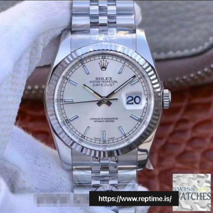ROLEX DATEJUST II RHODIUM DIAL STAINLESS STEEL 36MM SWISS REPLICA 126334.15