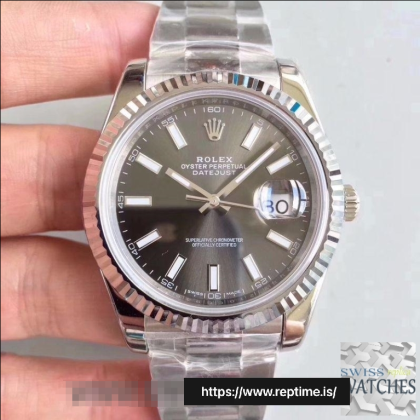 ROLEX DATEJUST II RHODIUM DIAL STAINLESS STEEL 41MM SWISS REPLICA m126334.0014