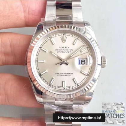 ROLEX DATEJUST II SILVER DIAL STAINLESS STEEL 36MM SWISS REPLICA 126334.16
