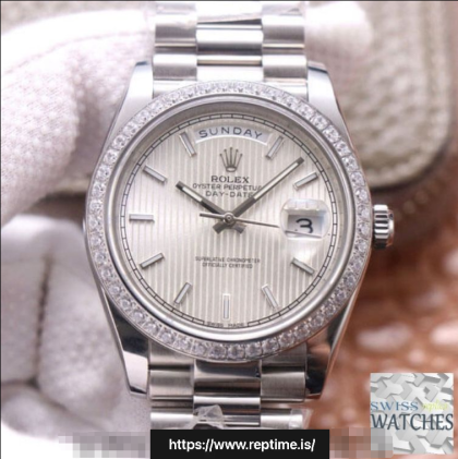 ROLEX DAY DATE WHITE DIAL 18CT WHITE GOLD 40MM SWISS REPLICA m228349rbr.0007