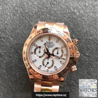 ROLEX DAYTONA WHITE DIAL ROSE GOLD 40MM SWISS REPLICA m116505.0010