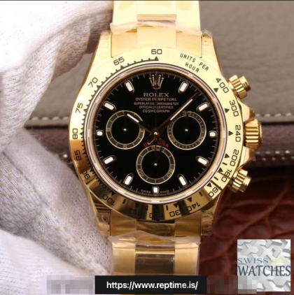 ROLEX DAYTONA COSMOGRAPH BLACK DIAL YELLOW GOLD 40MM SWISS REPLICA m116508.0004