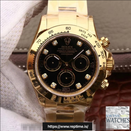 ROLEX DAYTONA COSMOGRAPH BLACK DIAL YELLOW GOLD 40MM SWISS REPLICA m116508.0008
