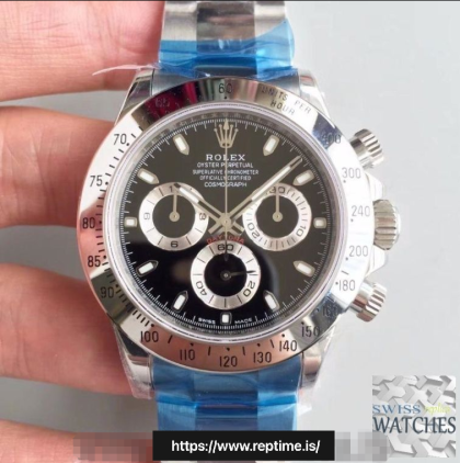 ROLEX DAYTONA COSMOGRAPH BLACK DIAL STAINLESS STEEL 40MM SWISS REPLICA 116520.6