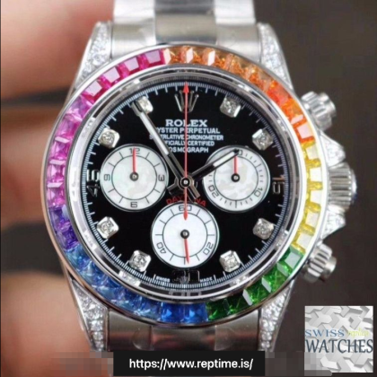 ROLEX DAYTONA COSMOGRAPH BLACK DIAL STAINLESS STEEL 40MM SWISS REPLICA 116595rbow.2