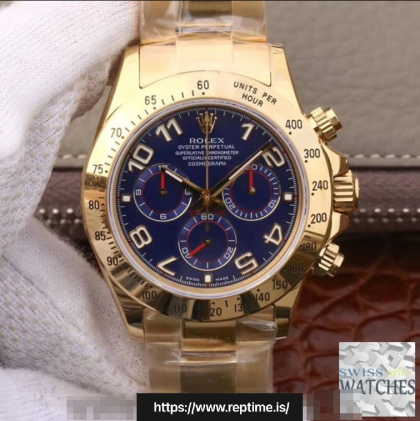 ROLEX DAYTONA COSMOGRAPH BLUE DIAL YELLOW GOLD 40MM SWISS REPLICA 116528.4