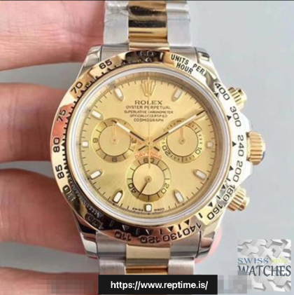ROLEX DAYTONA COSMOGRAPH GOLD DIAL STAINLESS STEEL 40MM SWISS REPLICA 116503.7