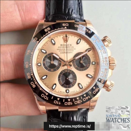 ROLEX DAYTONA COSMOGRAPH GOLD DIAL WATERPROOF 40MM SWISS REPLICA 116515ln.11