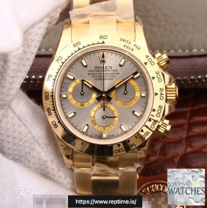 ROLEX DAYTONA COSMOGRAPH GREY DIAL YELLOW GOLD 40MM SWISS REPLICA 116508.13