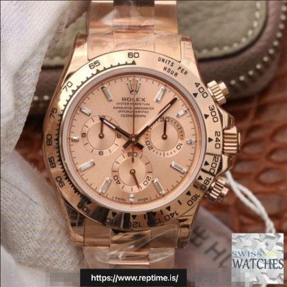 ROLEX DAYTONA COSMOGRAPH ROSE DIAL ROSE GOLD 40MM SWISS REPLICA 116508.15