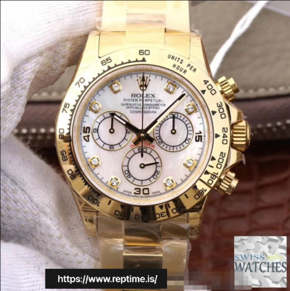 ROLEX DAYTONA COSMOGRAPH WHITE DIAL YELLOW GOLD 40MM SWISS REPLICA 116528.78598