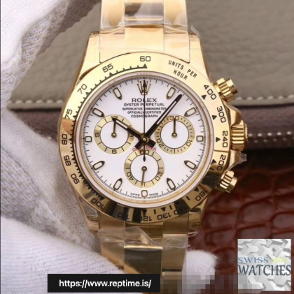 ROLEX DAYTONA COSMOGRAPH WHITE DIAL YELLOW GOLD 40MM SWISS REPLICA m116508.0001