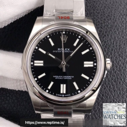 ROLEX OYSTER PERPETUAL BLACK DIAL STAINLESS STEEL 41MM SWISS REPLICA m124300.0002